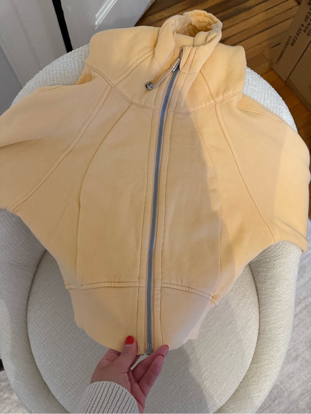 Lulu scuba cropped Peach Zip-Up Hoodie